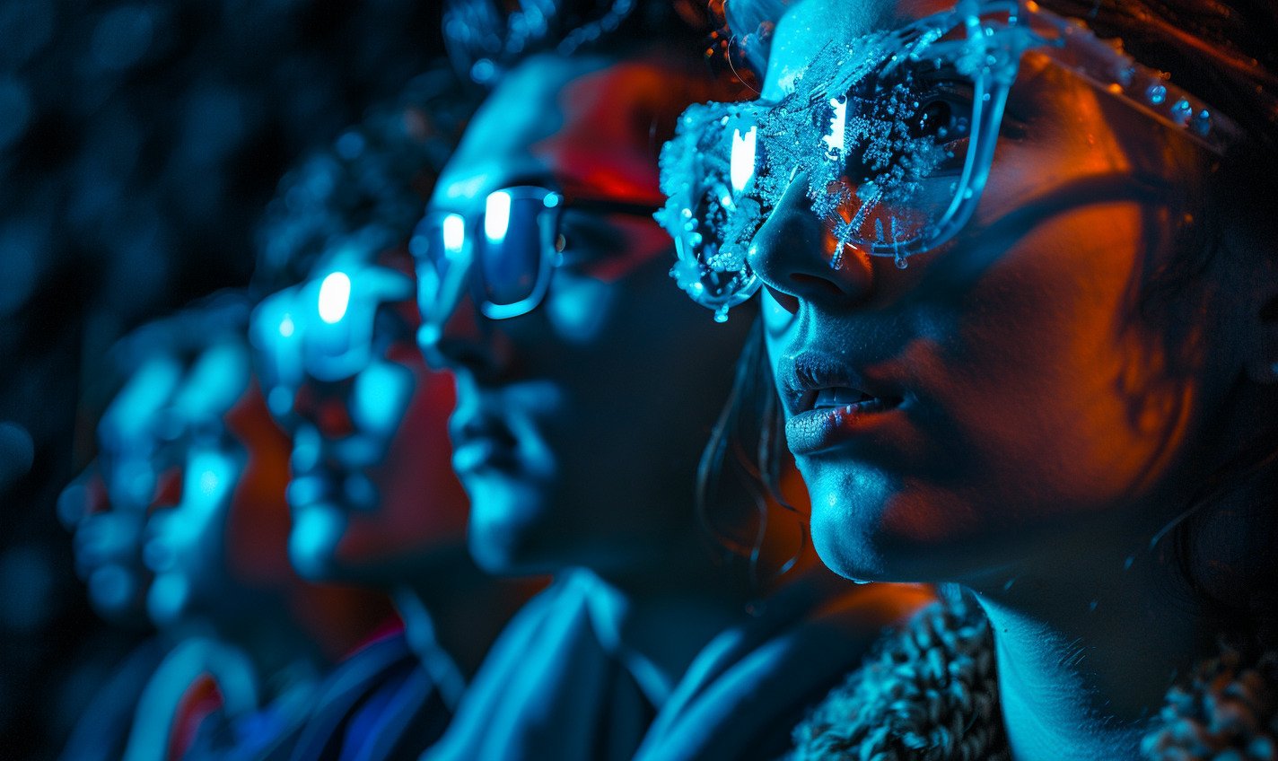 this predicting chills image shows a row of people and one with frost on their glasses